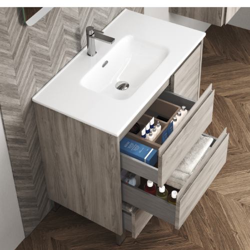 Mueble de Baño MIDI 50 1 cajón y 1 puerta con lavabo sobre encimera y patas