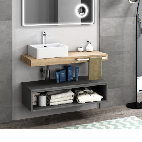 Mueble Auxiliar Top E Shop NEL II BIEL Baño y ducha Blanco Plateado  Laminado ABS Plástico Aglomerado 